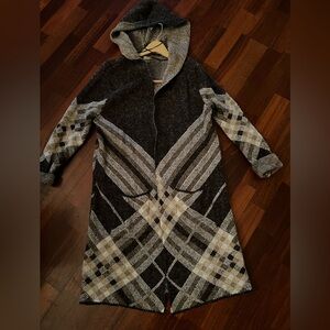 Natural Selections Women’s Long hooded Coat Sweater medium